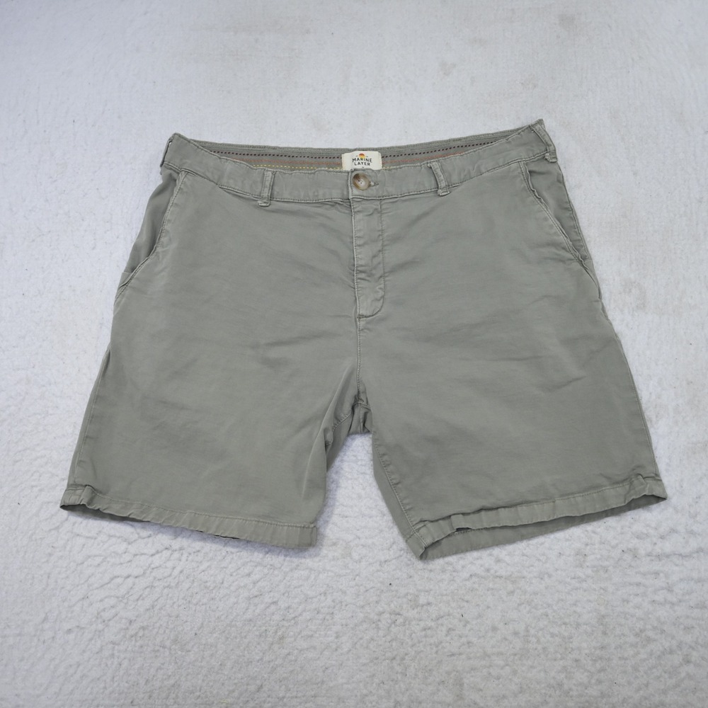 Marine Layer Chino Shorts Mens 36 Gray Organic Cotton Stretch Casual Summer